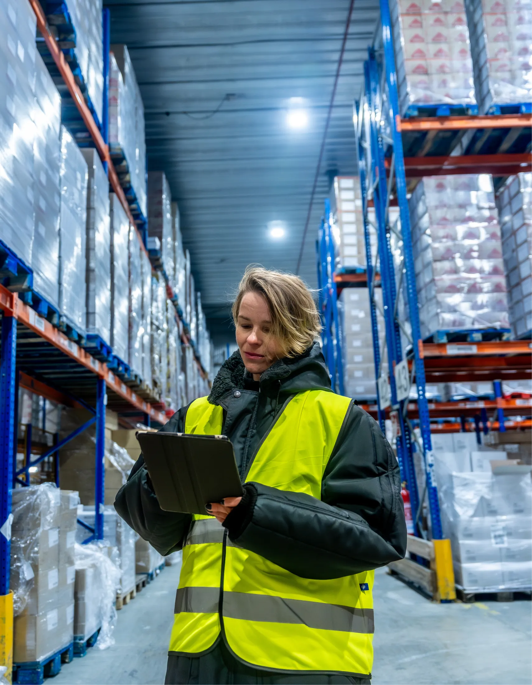 A worker in a warehouse